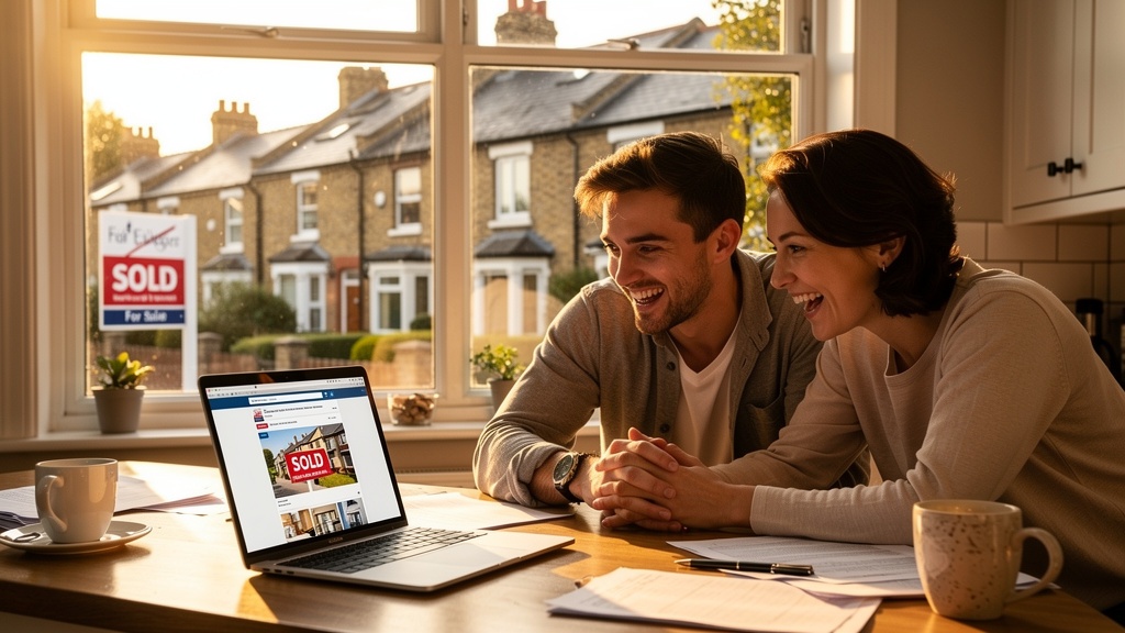 Young couple reviewing property survey documents for their first Wolverhampton home purchase