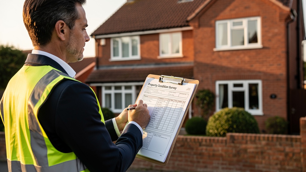 Property buyer reading a HomeBuyer Report with traffic-light condition ratings